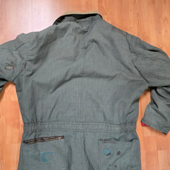 Vintage Zero Zone Insulated Coveralls Green Mens XL Workwear Bibs 90s - Picture 10 of 14
